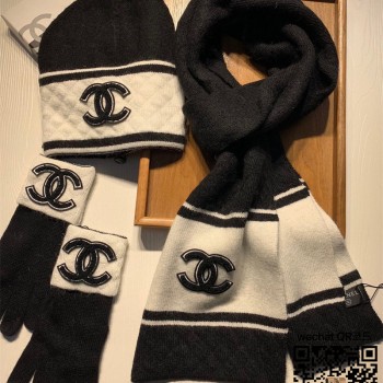 샤넬 CHANEL 모자 목도리 장갑 세트