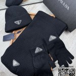 프라다 PRADA  모자 목도리 장갑 세트
