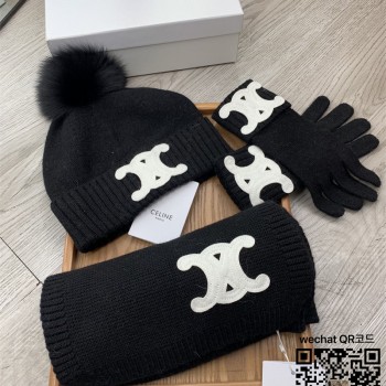 셀린느 CELINE 모자 목도리 장갑 세트
