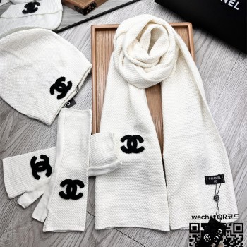 샤넬 CHANEL 모자 목도리 장갑 세트