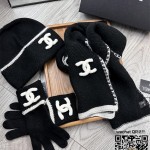 샤넬 CHANEL 모자 목도리 장갑 세트