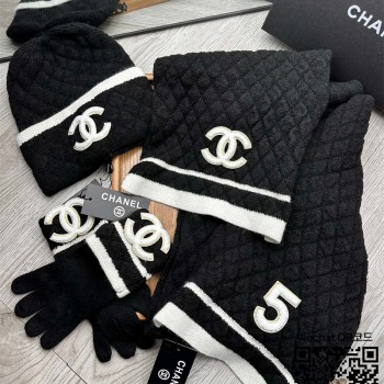 샤넬 CHANEL 모자 목도리 장갑 세트