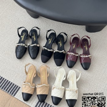 샤넬  힐 샌들 슬리퍼