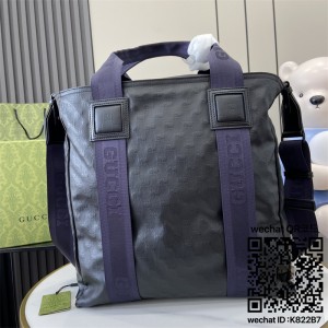 구찌 779816 블랙 매트 GG 크리스탈 캔버스 토트백