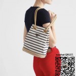 프라다 스트라이프 패브릭 미니 파우치 1BE082