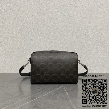 셀린느 미니 보스턴 트리옹프 캔버스 앤 카프스킨 블랙 120502