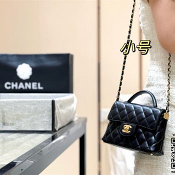 샤넬 탑 핸들 램스킨 골드 메탈 스몰 플랩백