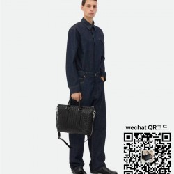 보테가베네타 블랙 인트레치아토 소프트 브리프케이스 815784