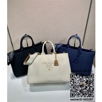 프라다 리넨 믹스 라지 핸드백 2VG131