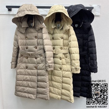 버버리 롱 패딩 여성용 거위털90%
