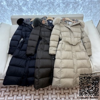버버리 롱 패딩 여성용 거위털90%