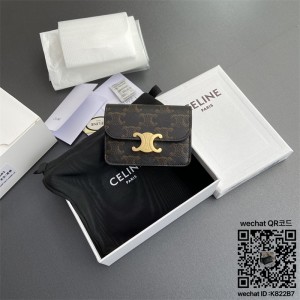 셀린느 CELINE 카드지갑 트리옹프 캔버스 탠
