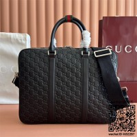 구찌 GG 엠블럼 라지 브리프케이스 블랙 850222
