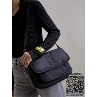 입생로랑 YSL 생로랑 나일론 니키 크링클 레더 미디움 숄더백 28cm 633158