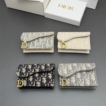 디올 오블리크 새들 플랩 카드지갑 S5611
