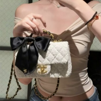 샤넬 리본장식 미니 탑핸들백