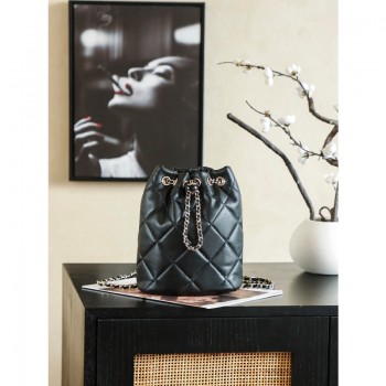 샤넬 드로우스트링 체인 백팩 램스킨 복조리 백팩  AS4810