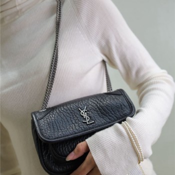 생로랑 그레인드 램스킨 미니 니키 체인 여성 숄더백 828736  18cm