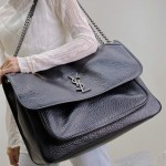 생로랑 그레인드 램스킨 맥스 니키 체인 여성 숄더백 47cm