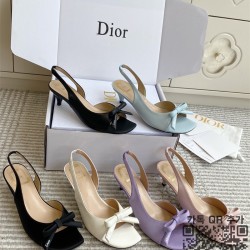 디올 보우 슬링백 리본장식 샌들  여성 하이힐 4cm