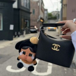 샤넬 26M 코코비치 미니백 참 CC로고 마이크로 호보백 파우치 블랙 램스킨 AP5167